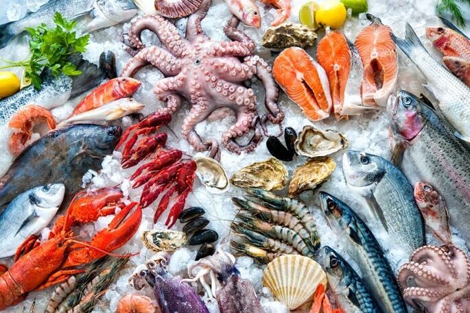 Fructe de mare asortate în dieta unui bărbat pentru producerea de testosteron